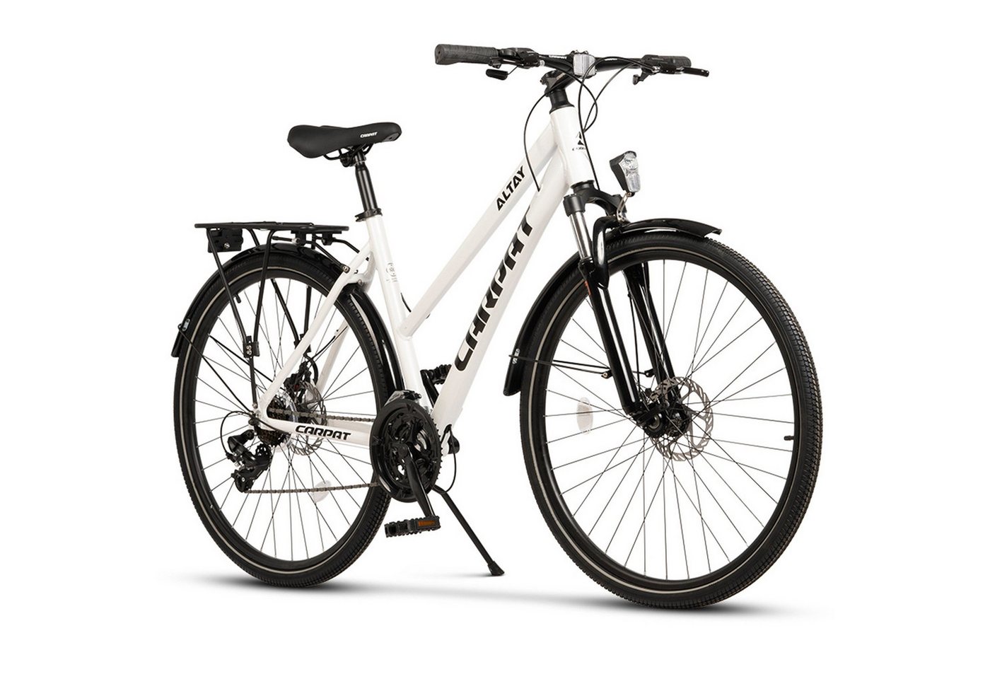 CARPAT SPORT Trekkingrad 28 Zoll Trekking Bike City Fahrrad für Damen Herren, 21 Gang Shimano, Kettenschaltung, (Aluminium Rahmen, Mechanische Scheibenbremse), City Commuter Citybike Fahrrad