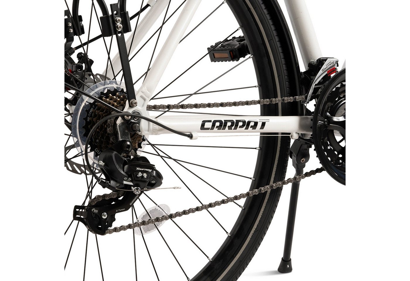 CARPAT SPORT Trekkingrad 28 Zoll Trekking Bike City Fahrrad für Damen Herren, 21 Gang Shimano, Kettenschaltung, (Aluminium Rahmen, Mechanische Scheibenbremse), City Commuter Citybike Fahrrad Bild 3
