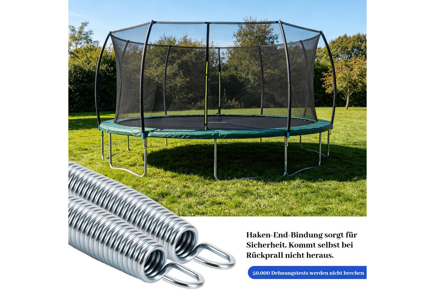 BlingBin Trampolinsprungfeder 35 Stück verzinkte Stahl-Ersatzfedern für Trampoline,robustes Federset (35er Set, 35 St., Gesamtlänge 14 cm, Federlänge 9,3 cm Stahldrahtdurchmesser 3,2 mm), Trampolinzubehör für alle gängigen Gartentrampoline zum Springen Bild 3
