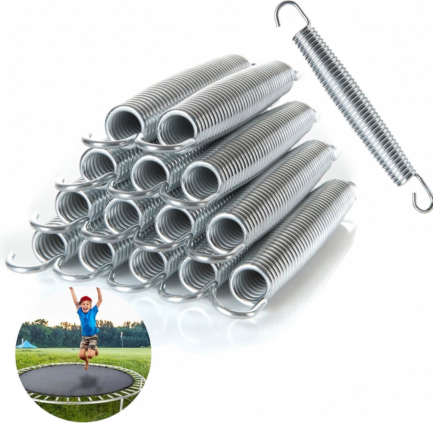 BlingBin Trampolinsprungfeder 35 Stück verzinkte Stahl-Ersatzfedern für Trampoline,robustes Federset (35er Set, 35 St., Gesamtlänge 14 cm, Federlänge 9,3 cm Stahldrahtdurchmesser 3,2 mm), Trampolinzubehör für alle gängigen Gartentrampoline zum Springen Bild 4