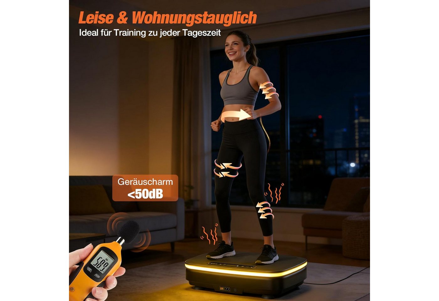 DH FitLife Vibrationsplatte für Zuhause, 99 Stufen & 9 Auto-Programme, 150 W, 99 Intensitätsstufen, (Set, mit Trainingsbändern), Bluetooth, leise, mit Fernbedienung & Trainingsbändern, bis 150 kg