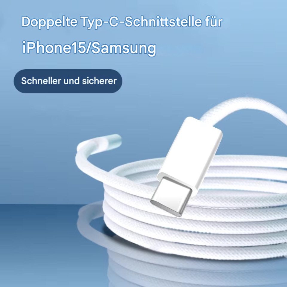 Wrischan 1M USB Typ-C zu Typ-C Schnellladekabel PD 60W USB-Kabel, 60W Schnellladekabel mit 1 Meter Länge. Bild 3