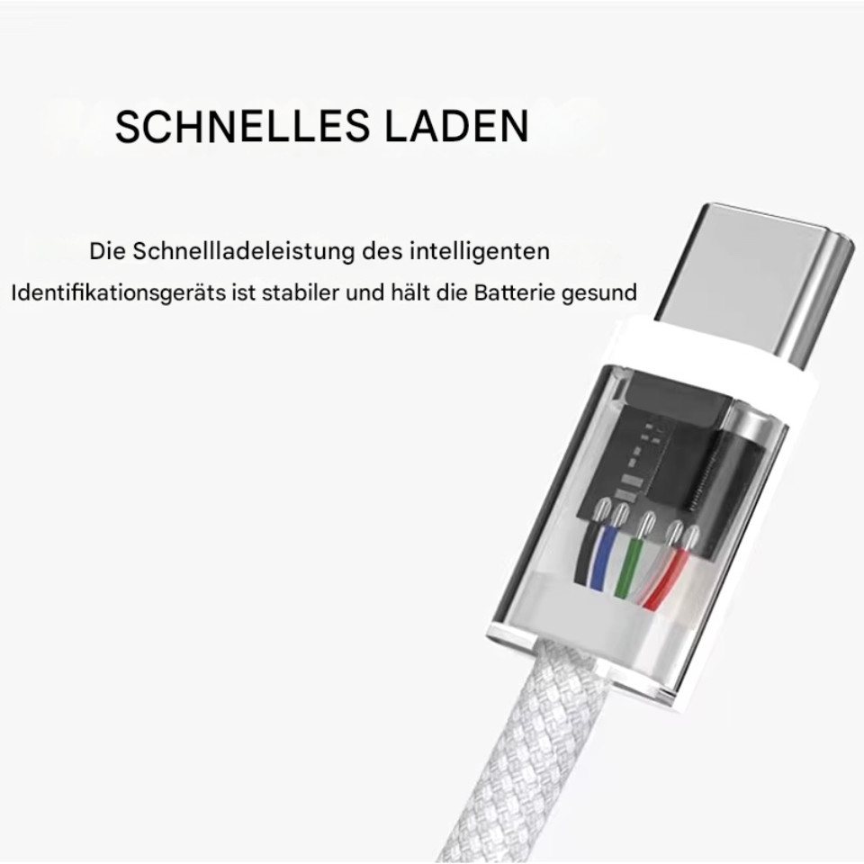 Wrischan 1M USB Typ-C zu Typ-C Schnellladekabel PD 60W USB-Kabel, 60W Schnellladekabel mit 1 Meter Länge. Bild 5
