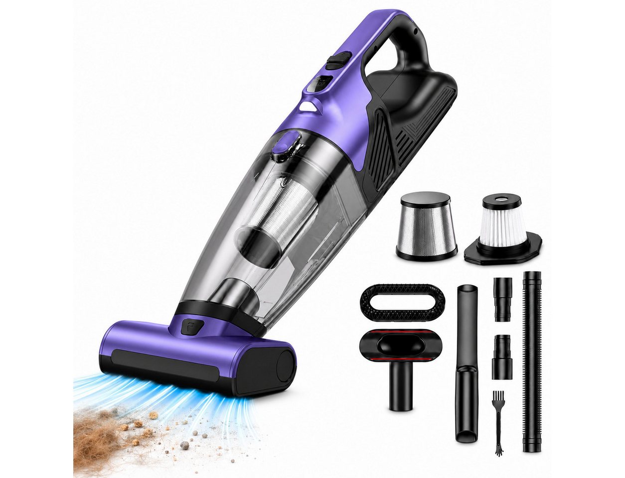 Lapalife Akku-Handstaubsauger Kabellos Stark Autostaubsauger 25000Pa Tragbarer Mini Staubsauger, Lange Akkulaufzeit 10400mAh für Sofas Autos Hundehaare Bild 2