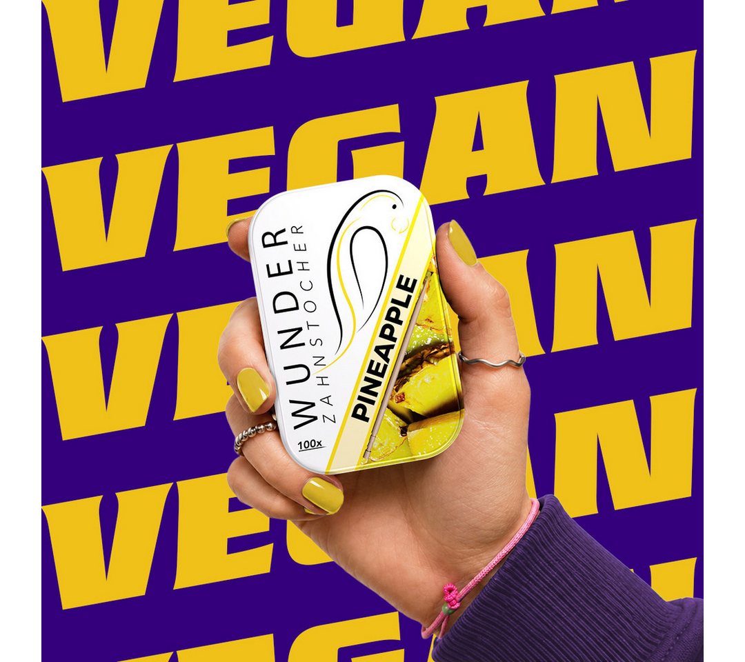 Wunder Zahnstocher Mundpflegecenter Wunder Zahnstocher mit Geschmack - Metalldose - Ananas, frischer Atem - Alternative zu Kaugummi - Zuckerfrei & kalorienfrei