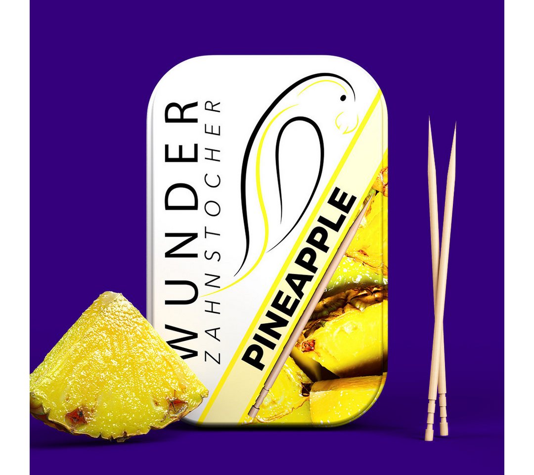 Wunder Zahnstocher Mundpflegecenter Wunder Zahnstocher mit Geschmack - Metalldose - Ananas, frischer Atem - Alternative zu Kaugummi - Zuckerfrei & kalorienfrei Bild 3