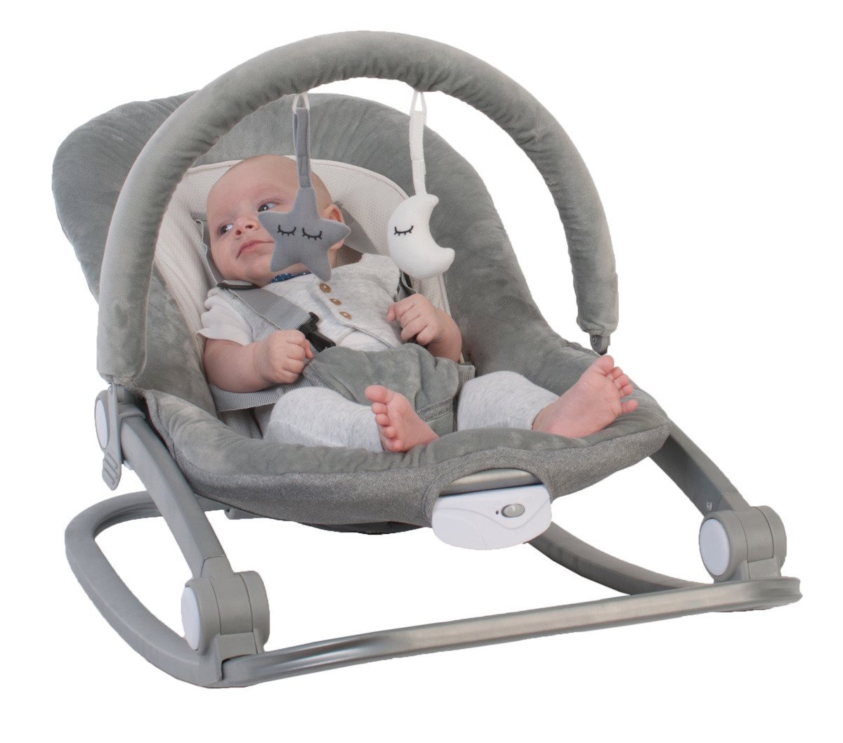 Lemodo Babywippe Babywippe B-Rocker grau mit Musik, Vibration, Spielebogen, klappbar Bild 3