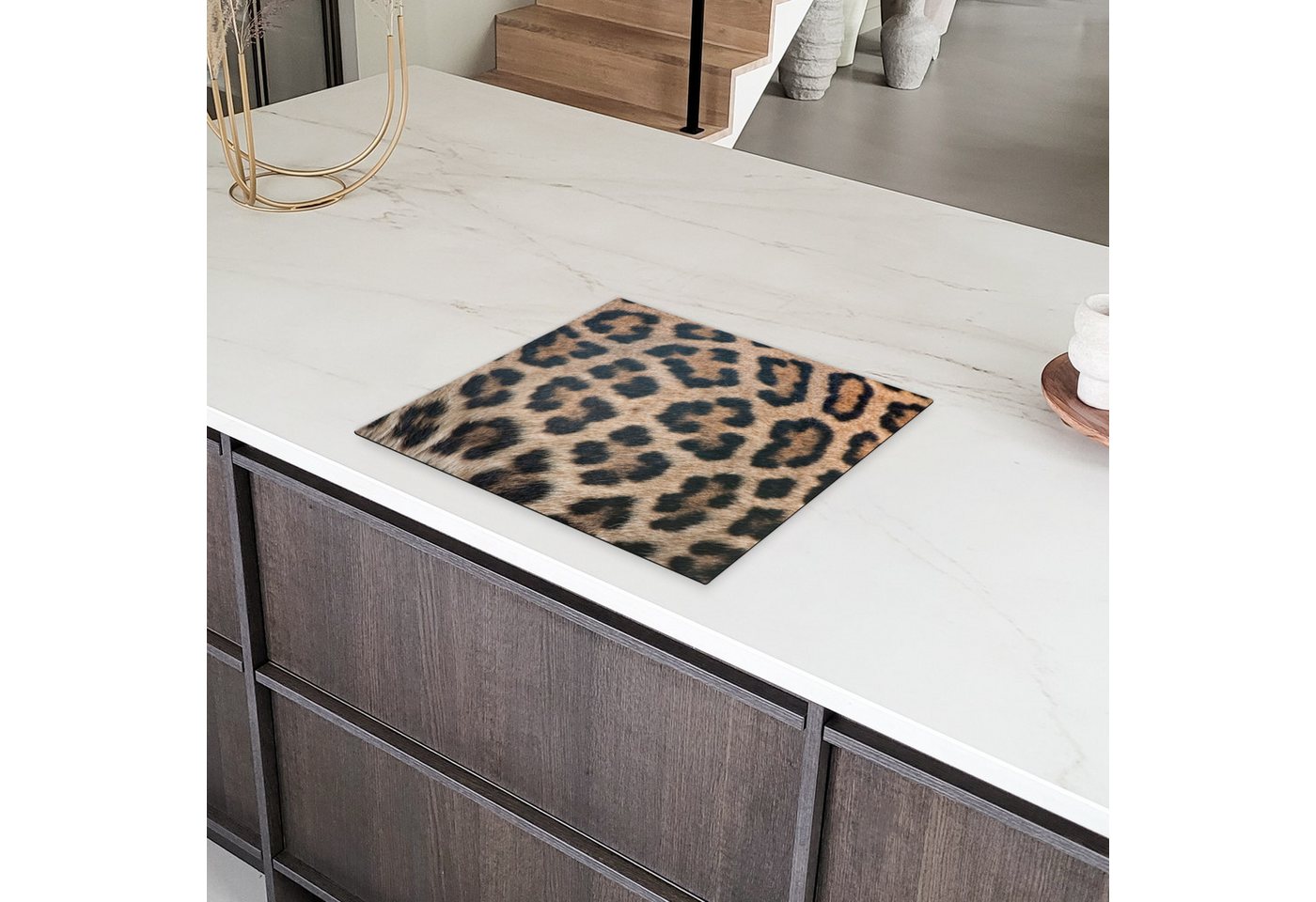 MuchoWow Herd-Abdeckplatte Leopardenmuster, Vinyl, (1 tlg), Cerankochfeld Abdeckung, Herd Abdeckplatten Vinyl, 58.3x51.3 cm Bild 2