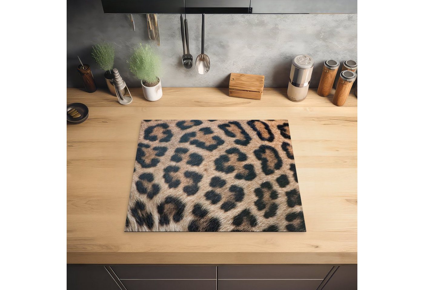 MuchoWow Herd-Abdeckplatte Leopardenmuster, Vinyl, (1 tlg), Cerankochfeld Abdeckung, Herd Abdeckplatten Vinyl, 58.3x51.3 cm Bild 4