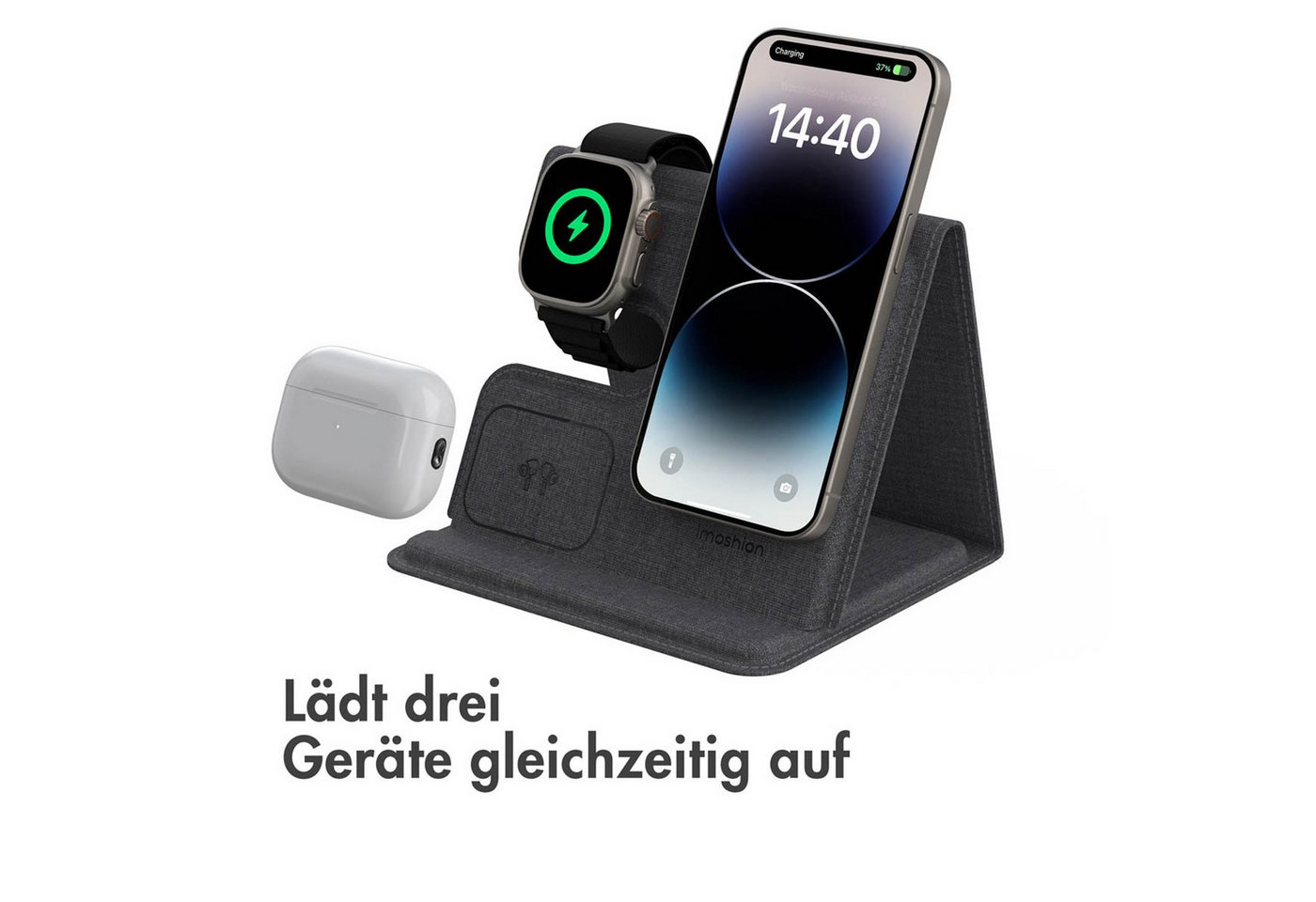 imoshion imoshion 3-in-1 Faltbares kabelloses Ladegerät Apple - iPhone / AirPod Wireless Charger (1-tlg)