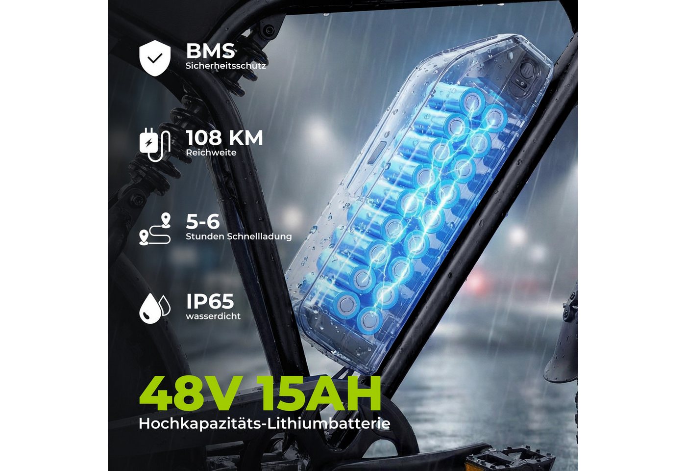 Vankel E-Bike Cityrad E6-3.0 Elektrofahrrad 20” x 4 Damen u. Herren Pedelec 720Wh Max.108KM, Heckmotor, 720 Wh, Pedelec, Elektrofahrrad E-Mountainbike für Erwachsene, E-bikes Bild 3