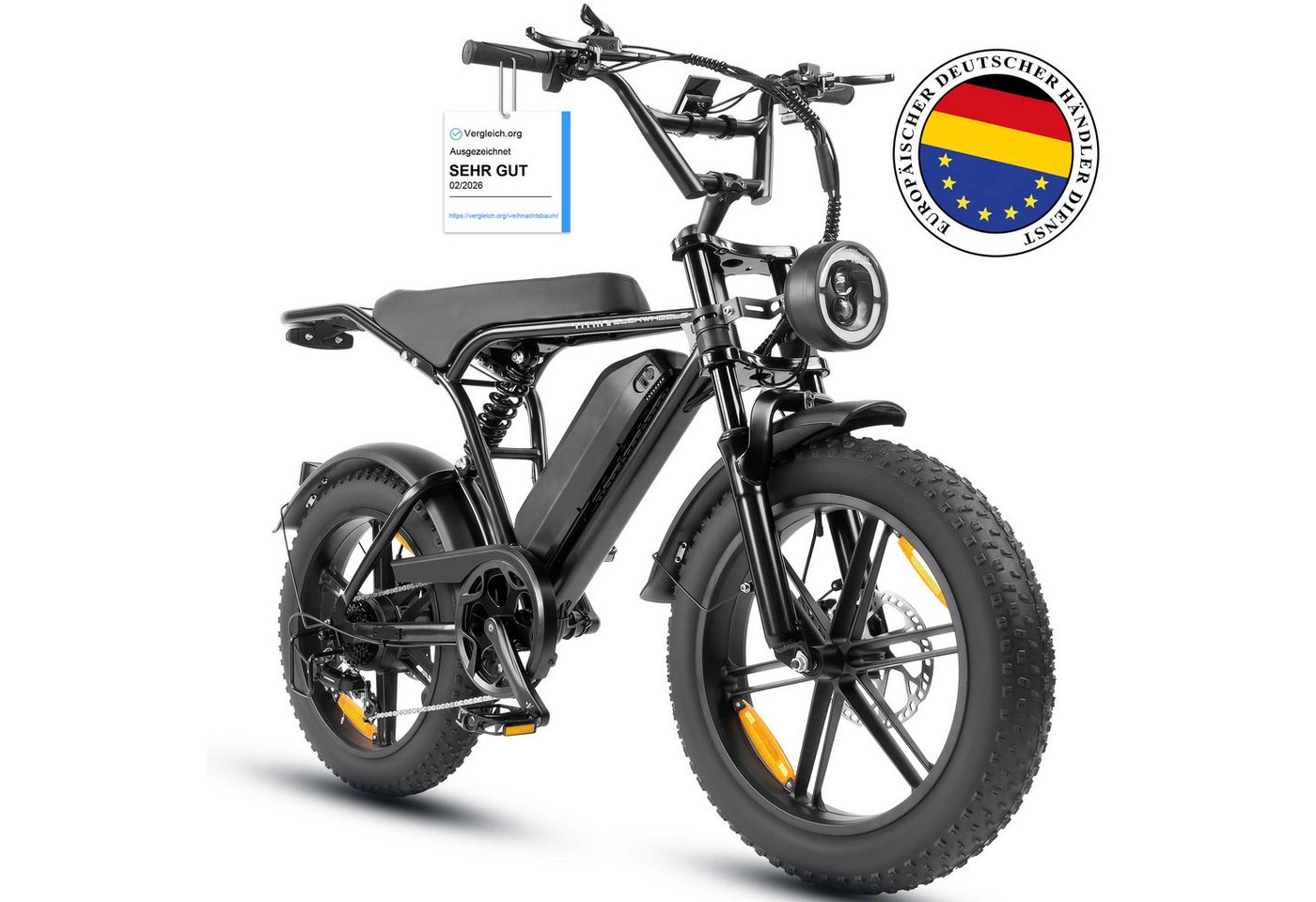 Vankel E-Bike Cityrad E6-3.0 Elektrofahrrad 20” x 4 Damen u. Herren Pedelec 720Wh Max.108KM, Heckmotor, 720 Wh, Pedelec, Elektrofahrrad E-Mountainbike für Erwachsene, E-bikes Bild 4