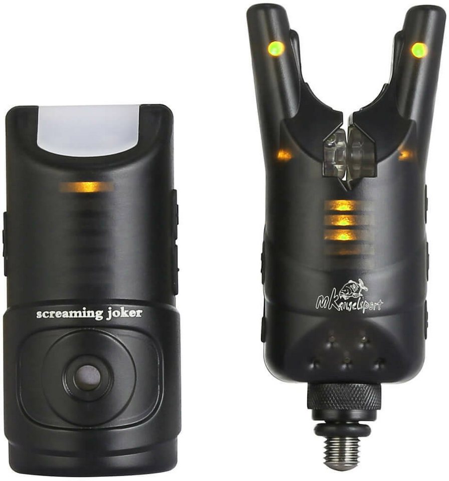 MK Angelsport elektronischer Bissanzeiger MK 3+1 Funkbissanzeiger Set Screaming Joker, (3 Funkbissanzeiger plus 1 Receiver. Mit passender Transporttasche) Bild 2