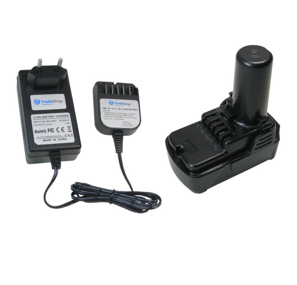 Trade-Shop 2in1 Set passend für Hitachi UC10SL UC10SFL BCL1015 - Ladegerät + Akku Li-Ion 2000 mAh (10.8 V)