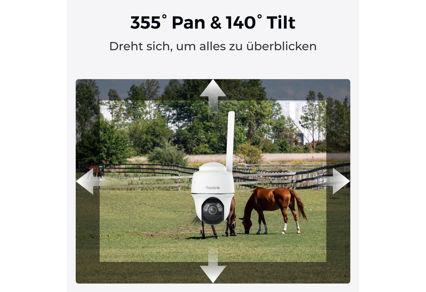 Reolink Überwachungskamera Go PT Plus+Solarpanel 5MP 3G/4G LTE 355°/140° Schwenkbare PTZ Akku (Campingbus, Farm, Außenbereich, Wald, Straße, 2-tlg., mit SIM-Kartenslot+32GB SD Karte,Intelligenter Erkennung,IR-Nachtsicht) Bild 3