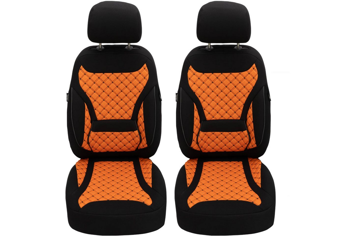 BREMER SITZBEZÜGE Autositzbezug für Renault Kangoo BJ ab 2021 (ZM3), Set, 2-tlg., Schonbezüge Sitzbezüge Fahrer und Beifahrer, in Schwarz/Orange