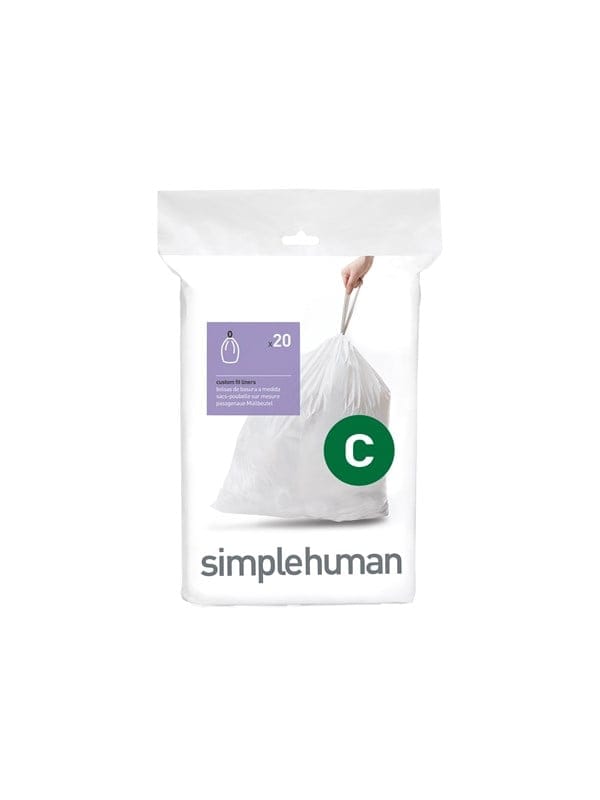 Simplehuman Code C maßgeschneiderte Müllbeutel, Packung mit 20, weiß