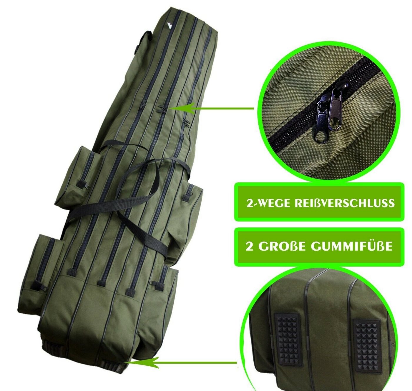 Aves-24 Angelrutentasche Rutenfutteral PREMIUM RUTENTASCHE Angeltasche 2, 3 Kammer 150 - 190cm, 160 cm, 3 Kammern Bild 5
