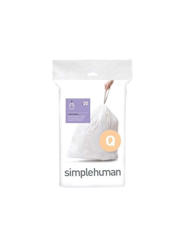 Simplehuman Code Q maßgeschneiderte Müllbeutel, Packung mit 20, weiß
