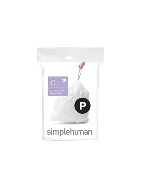 Simplehuman Code P maßgeschneiderte Müllbeutel, Packung mit 20, weiß
