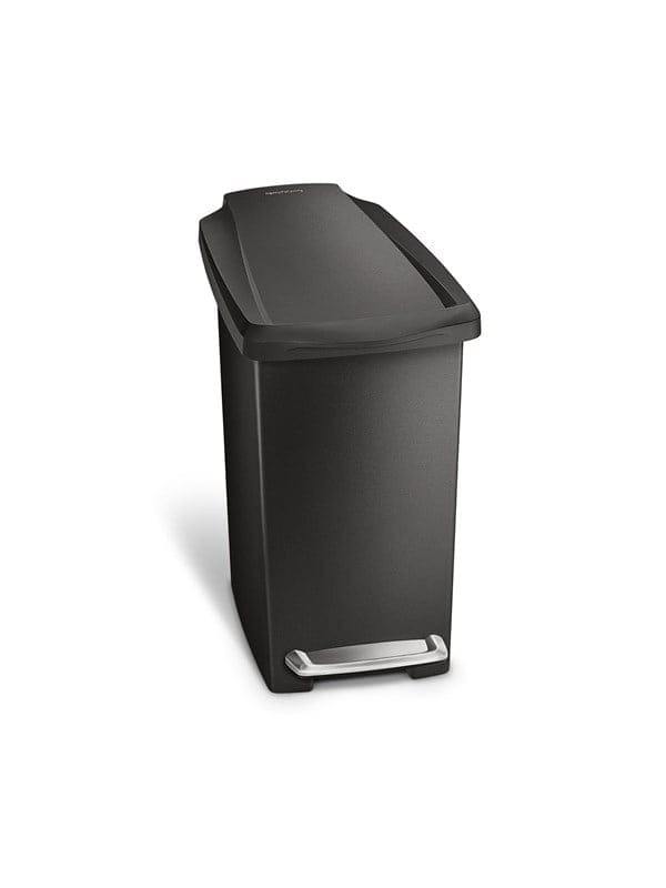 Simplehuman 10L schlanker Treteimer, schwarzer Kunststoff