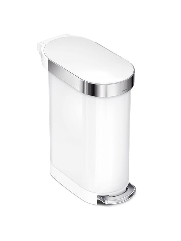 Simplehuman 45L schlanker Pedalbehälter, weiß
