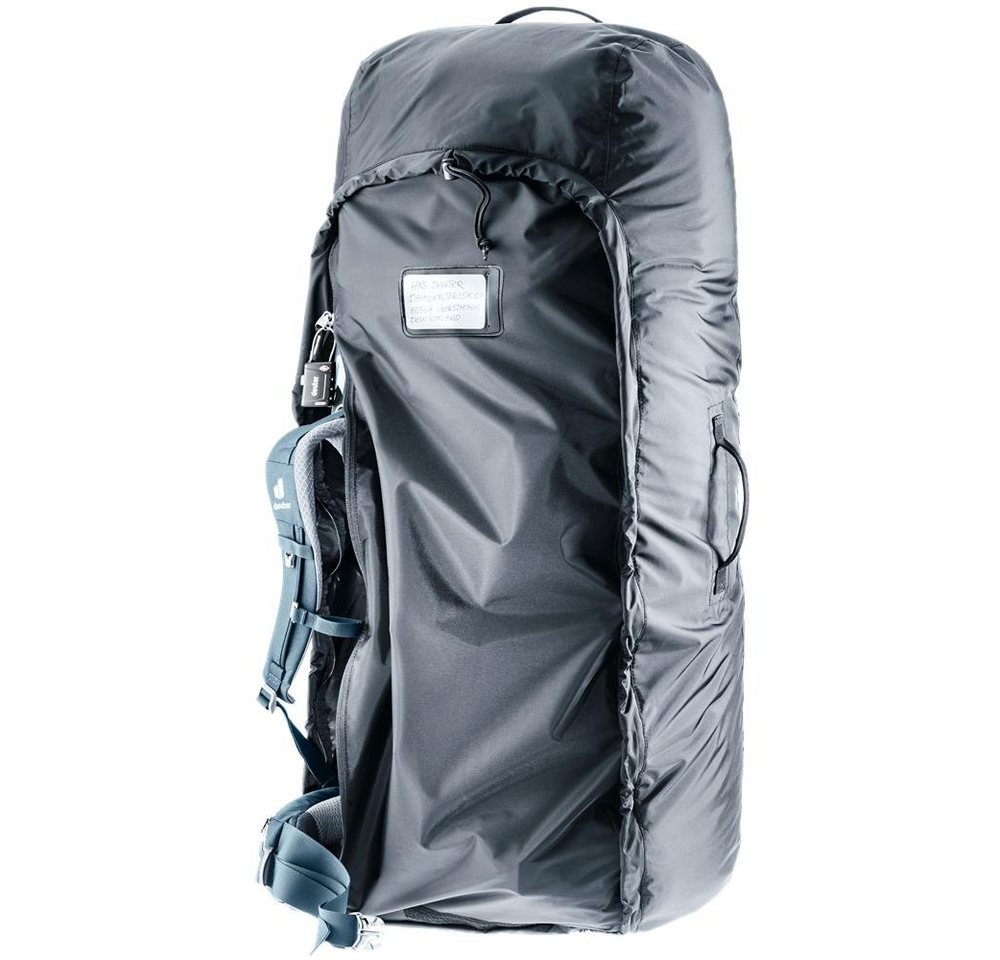 deuter Trekkingrucksack Transport Cover Rucksack-Transporthülle 90 L mit Packtasche, Wasserabweisend, Getapte Nähte, Adressfenster, Schloss-Fixpunkt