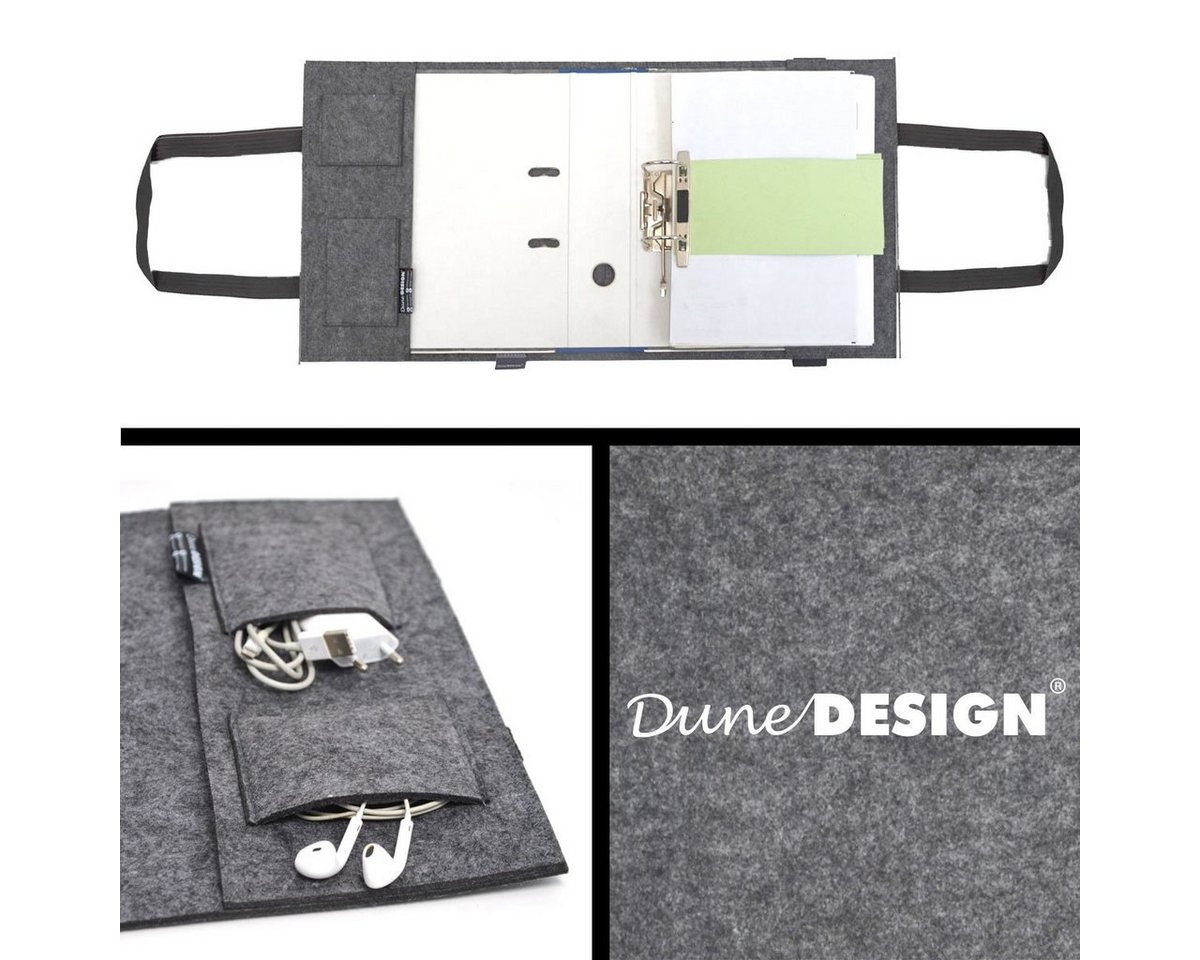 DuneDesign Businesstasche Filz Ordnertasche Ordnerhülle Unitasche Mappe, 31x34x9 cm Mappe Grau