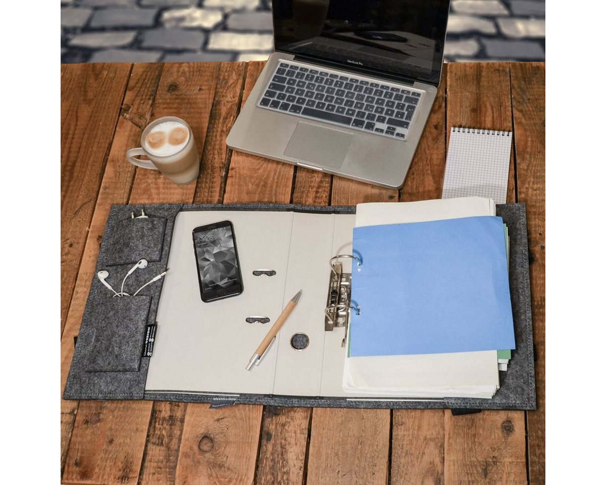 DuneDesign Businesstasche Filz Ordnertasche Ordnerhülle Unitasche Mappe, 31x34x9 cm Mappe Grau Bild 3
