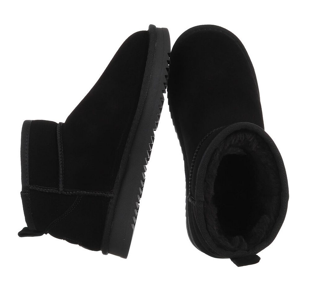 Ital-Design Damen Leder Slip-On Stiefelette mit Profilsohle Snowboots (92214547) Flach Flache Stiefeletten in Schwarz