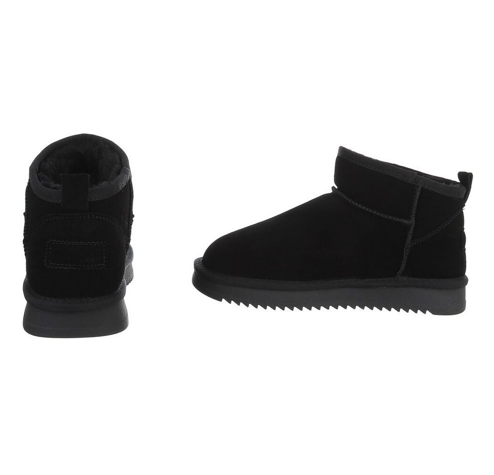 Ital-Design Damen Leder Slip-On Stiefelette mit Profilsohle Snowboots (92214547) Flach Flache Stiefeletten in Schwarz Bild 2