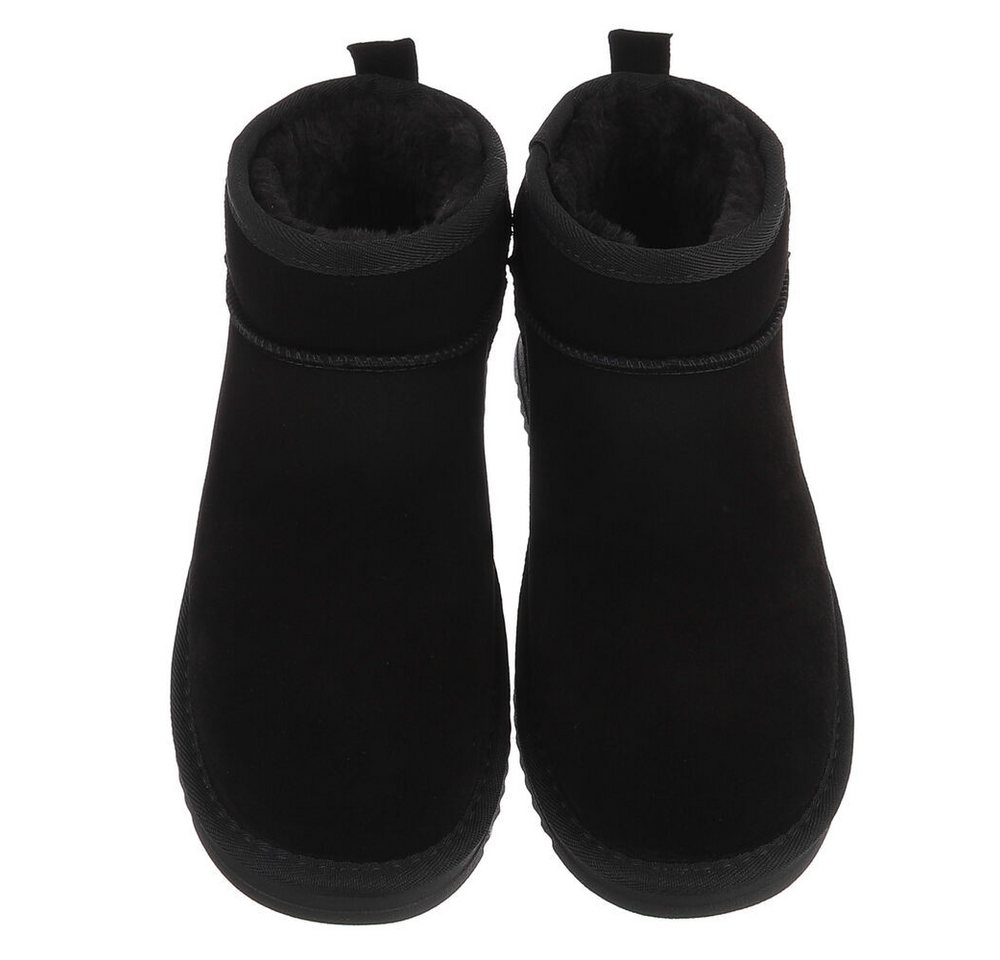 Ital-Design Damen Leder Slip-On Stiefelette mit Profilsohle Snowboots (92214547) Flach Flache Stiefeletten in Schwarz Bild 5