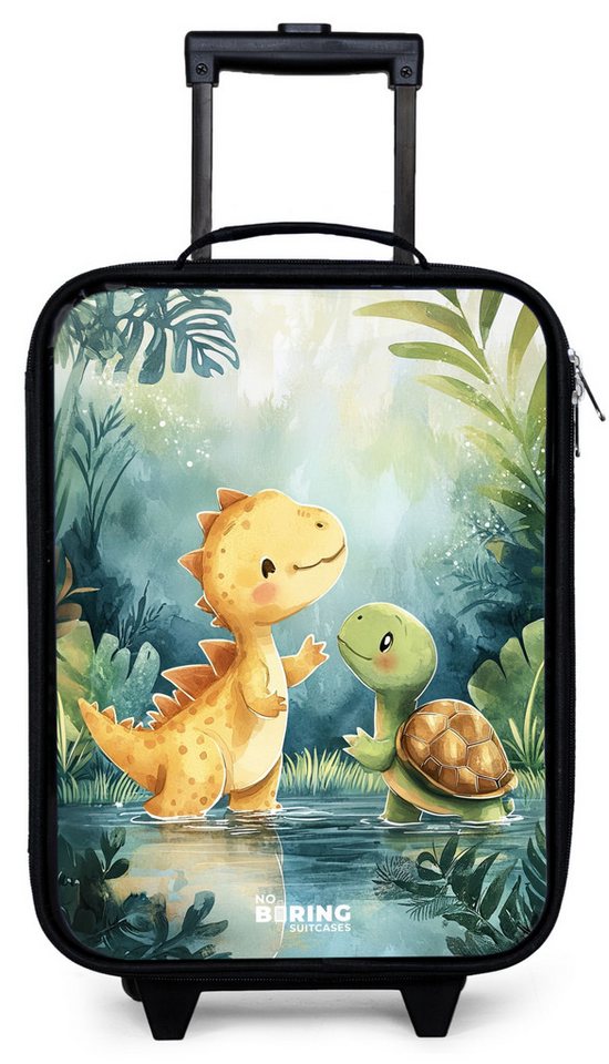NoBoringSuitcases.com© Kinderkoffer mit leuchtende Räder - Dino - Schildkröte - Dschungel, 2 Rollen, Kinder Koffer Klein, Trolley Handgepäck, Reisekoffer Bild 2