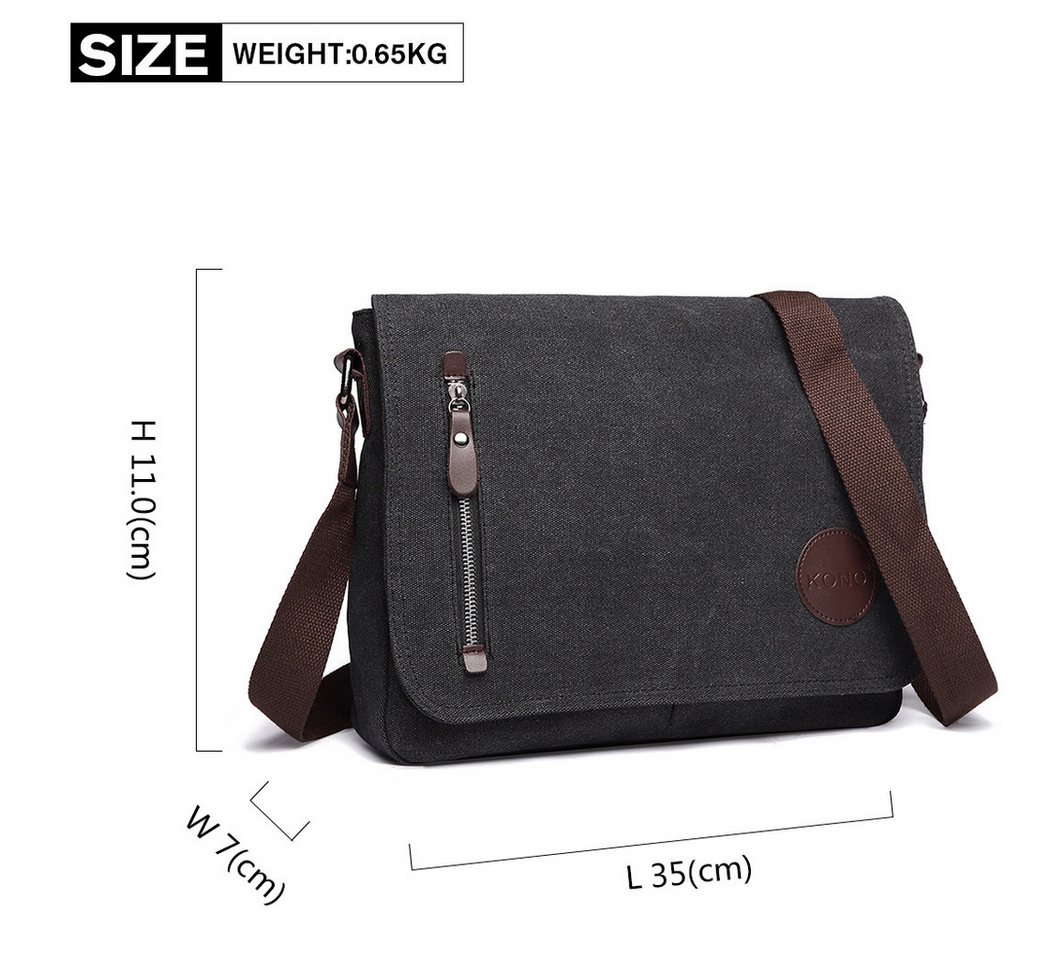 KONO Messenger Bag Leinwand Laptop Messenger Tasche 13,5" für Herren&Damen
