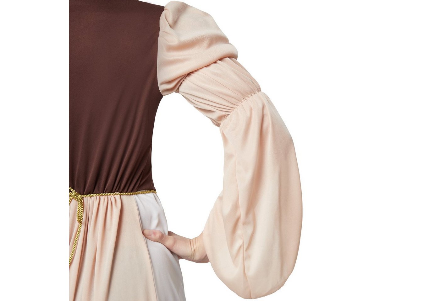 dressforfun Kostüm Arbeitertochter/Arbeitermädchen, in der Farbe braun/weiß, Gr. XL, Oberteil mit angedeuteter Korsage, Zarte Zierborte in Schwarz und Gold Bild 3