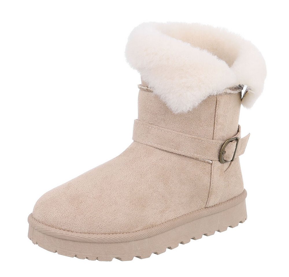 Ital-Design Damen Snowboots Freizeit Snowboots (87452030) Flach Plateaustiefeletten in Beige Bild 3