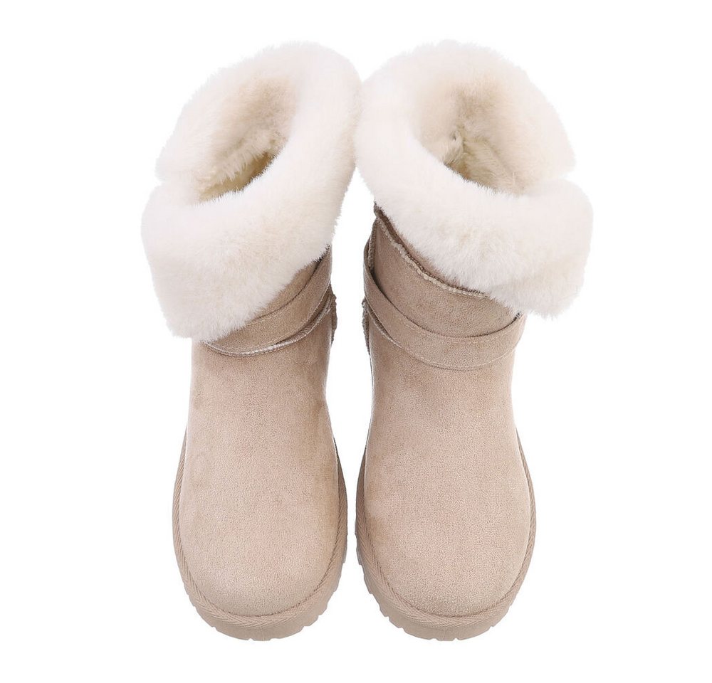 Ital-Design Damen Snowboots Freizeit Snowboots (87452030) Flach Plateaustiefeletten in Beige Bild 4