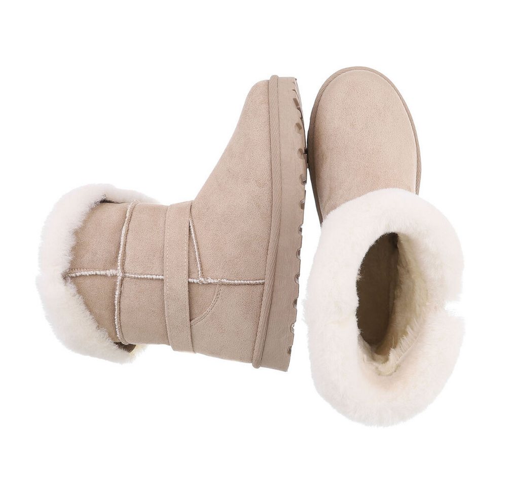 Ital-Design Damen Snowboots Freizeit Snowboots (87452030) Flach Plateaustiefeletten in Beige Bild 5