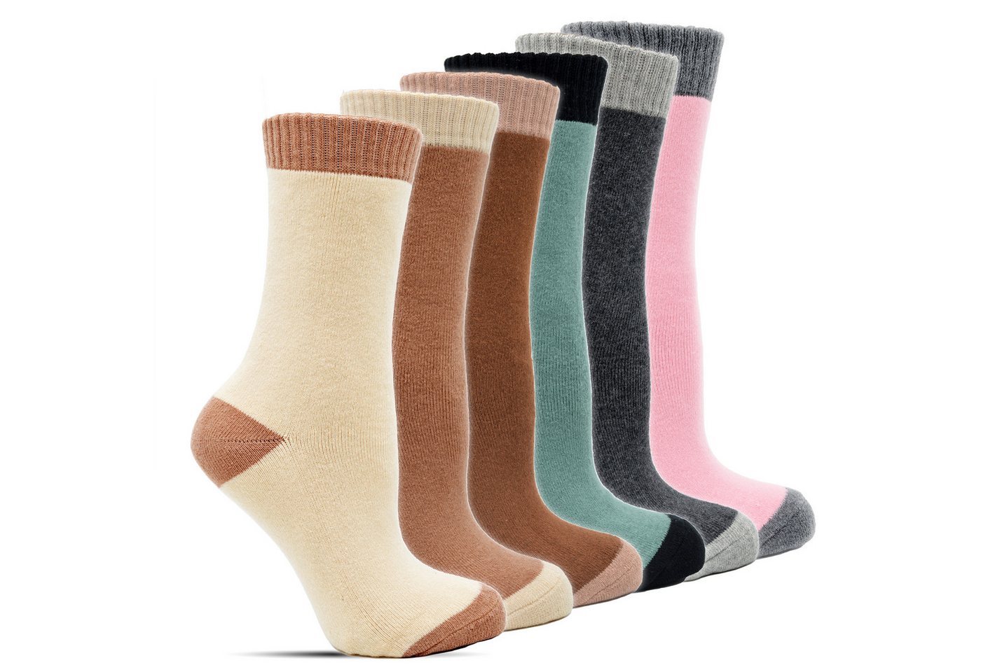 Frostfighter Thermosocken dicke Wintersocken für Damen (6-Paar) Vollfrottee Innenfutter, warme dicke bunte Socken