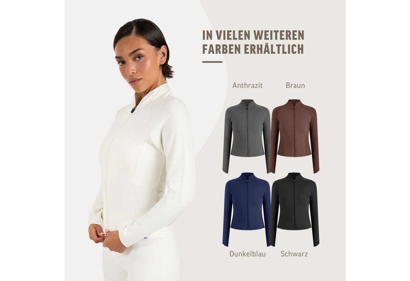 Smilodox Trainingsjacke Solvea Damen, Sportjacke, Shaped Fit, Gymkleidung, Sportjacke Figurbetont, Stehkragen, Reißverschluss, Jacke für Fitness, Yoga Bild 2