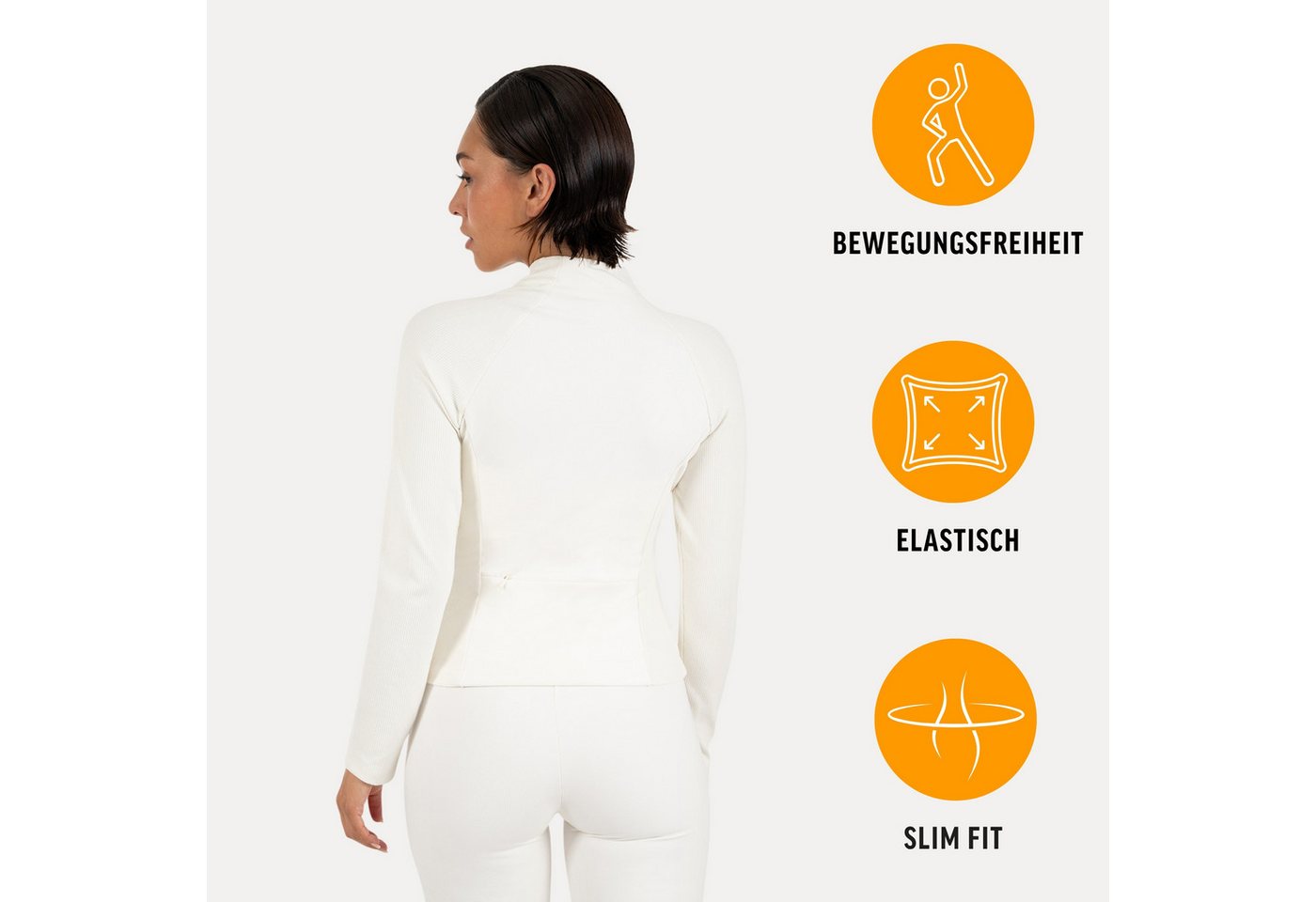 Smilodox Trainingsjacke Solvea Damen, Sportjacke, Shaped Fit, Gymkleidung, Sportjacke Figurbetont, Stehkragen, Reißverschluss, Jacke für Fitness, Yoga Bild 5