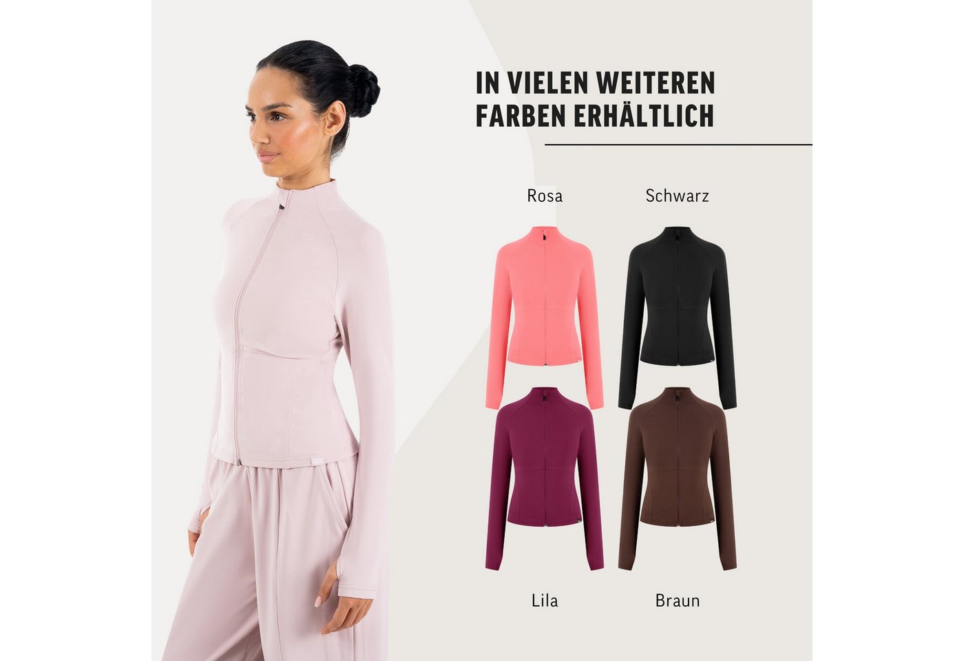 Smilodox Trainingsjacke Nexa, Sportjacke Damen, Slim Fit Jacke für Gym, Freizeit & Yoga Figurbetont, Stehkragen, Elastisches Material, Front-Zipper, Sport Bild 3
