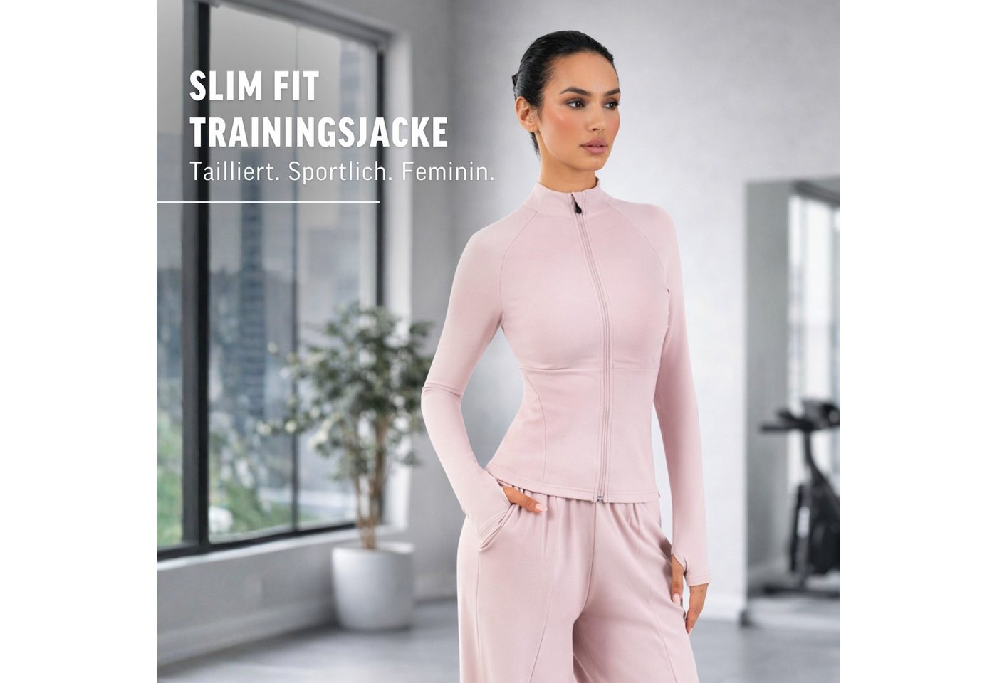 Smilodox Trainingsjacke Nexa, Sportjacke Damen, Slim Fit Jacke für Gym, Freizeit & Yoga Figurbetont, Stehkragen, Elastisches Material, Front-Zipper, Sport Bild 5