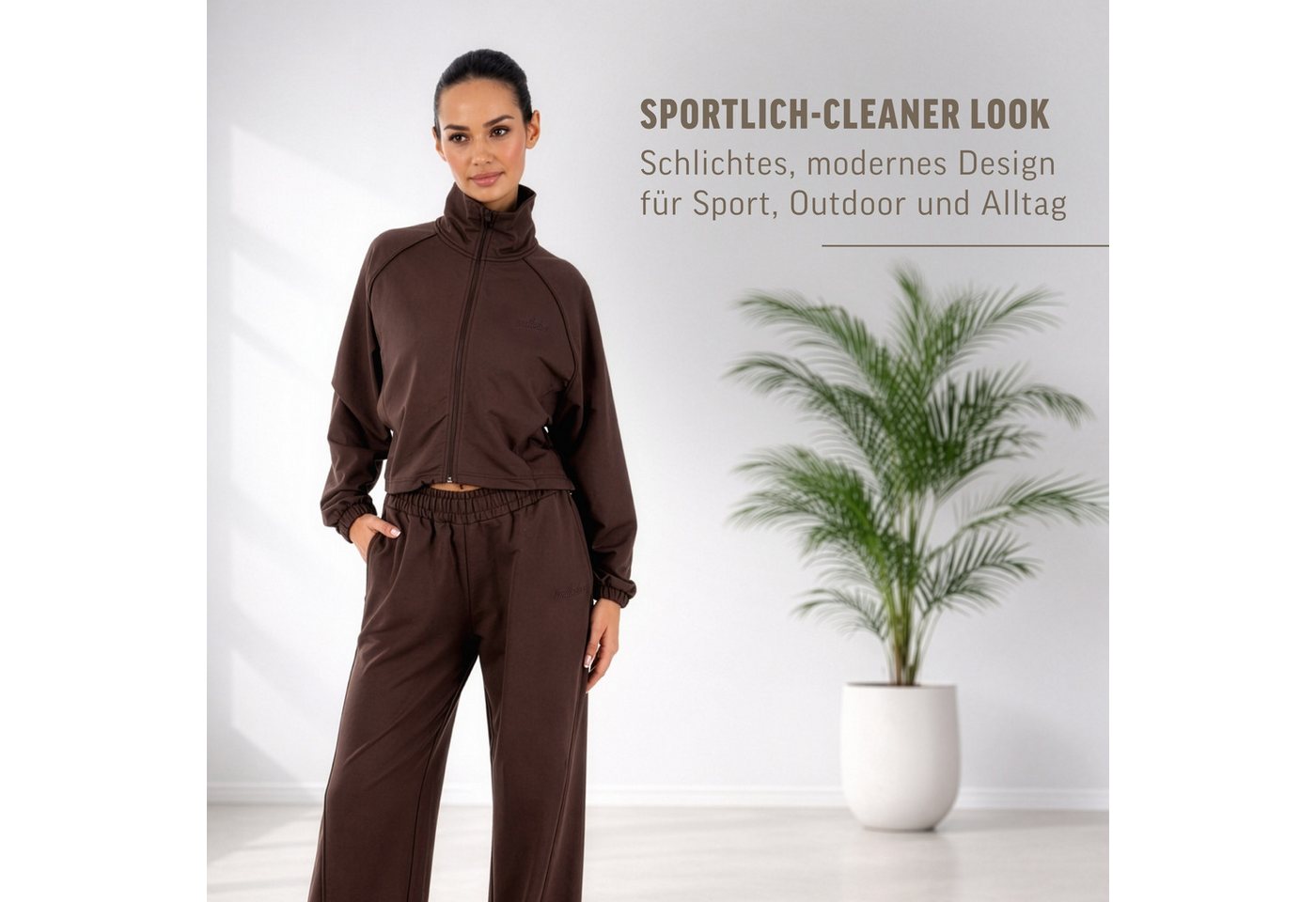 Smilodox Trainingsjacke Ylena, Fitnessjacke Damen, Loose Fit Sportjacke, Cropped, Gym Stehkragen mit Zipper, Kordelzug-Saum, Homewear, Yoga Bild 3