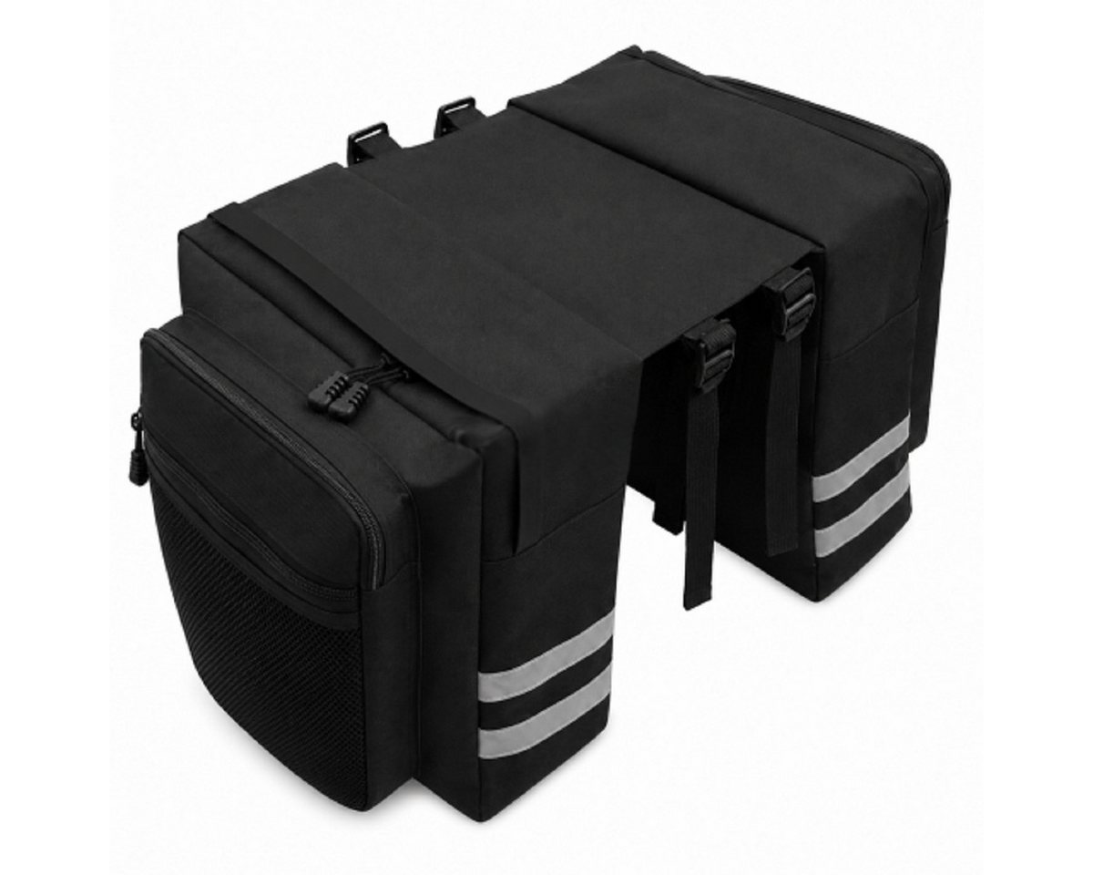 COFI 1453 Fahrradtasche Schwarz – Doppelte Fahrradtasche mit Seitentaschen & Reflektoren (1-tlg) Bild 3