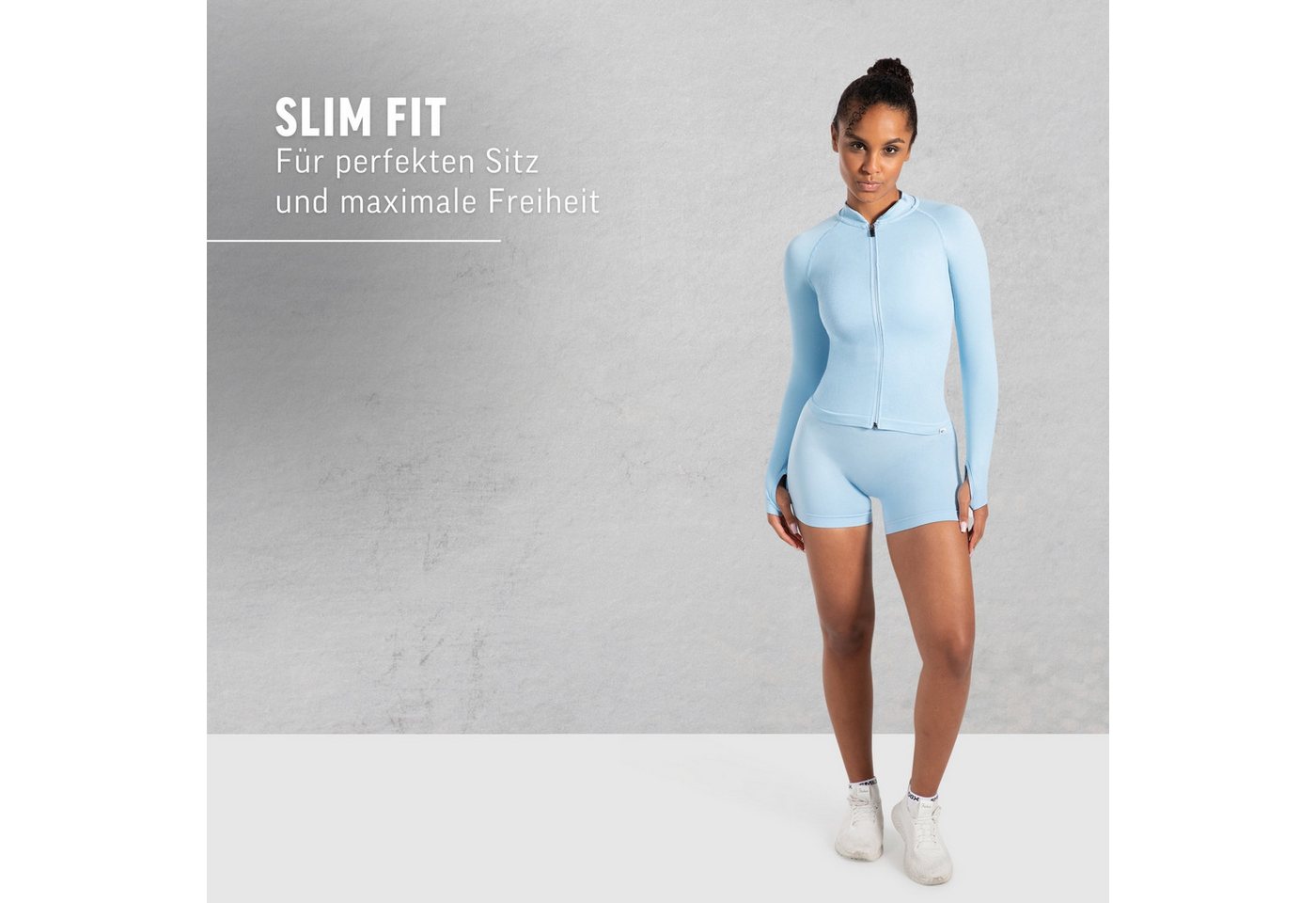 Smilodox Trainingsjacke Revia, Slim Fit Laufjacke mit Stehkragen & Daumenöffnungen, Workout Fitness Oberteil, elastisches Funktionsmaterial, Sportjacke Bild 3