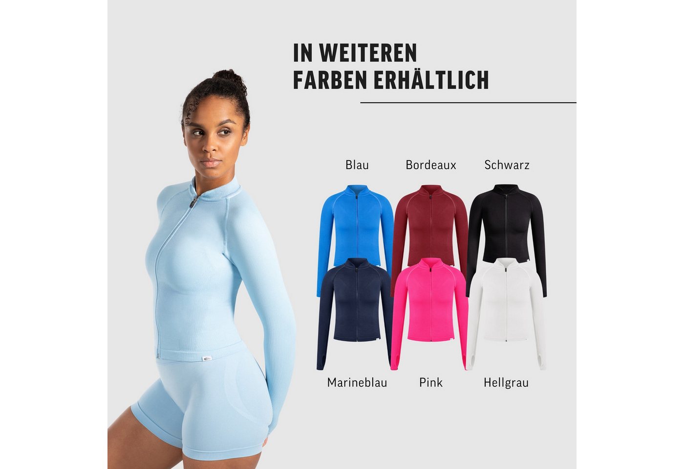 Smilodox Trainingsjacke Revia, Slim Fit Laufjacke mit Stehkragen & Daumenöffnungen, Workout Fitness Oberteil, elastisches Funktionsmaterial, Sportjacke Bild 4