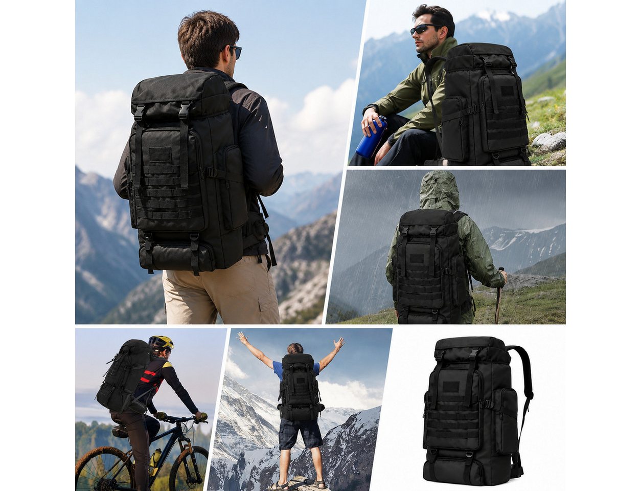 Toomoke Wanderrucksack Trekkingrucksack 60 L, Reiserucksack, Campingrucksack, Outdoorrucksack, mit Laptopfach, Schuhfach, Hüftgurt und atmungsaktivem Rücken