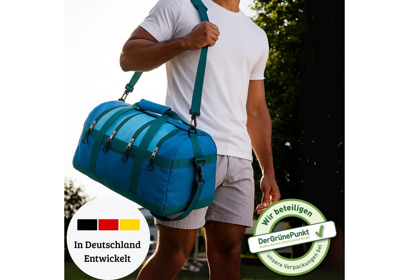 Rivello - Home & Living Sporttasche & Reisetasche mit Ordnungssystem – Handgepäck – 4 getrennte Fächer Bild 2