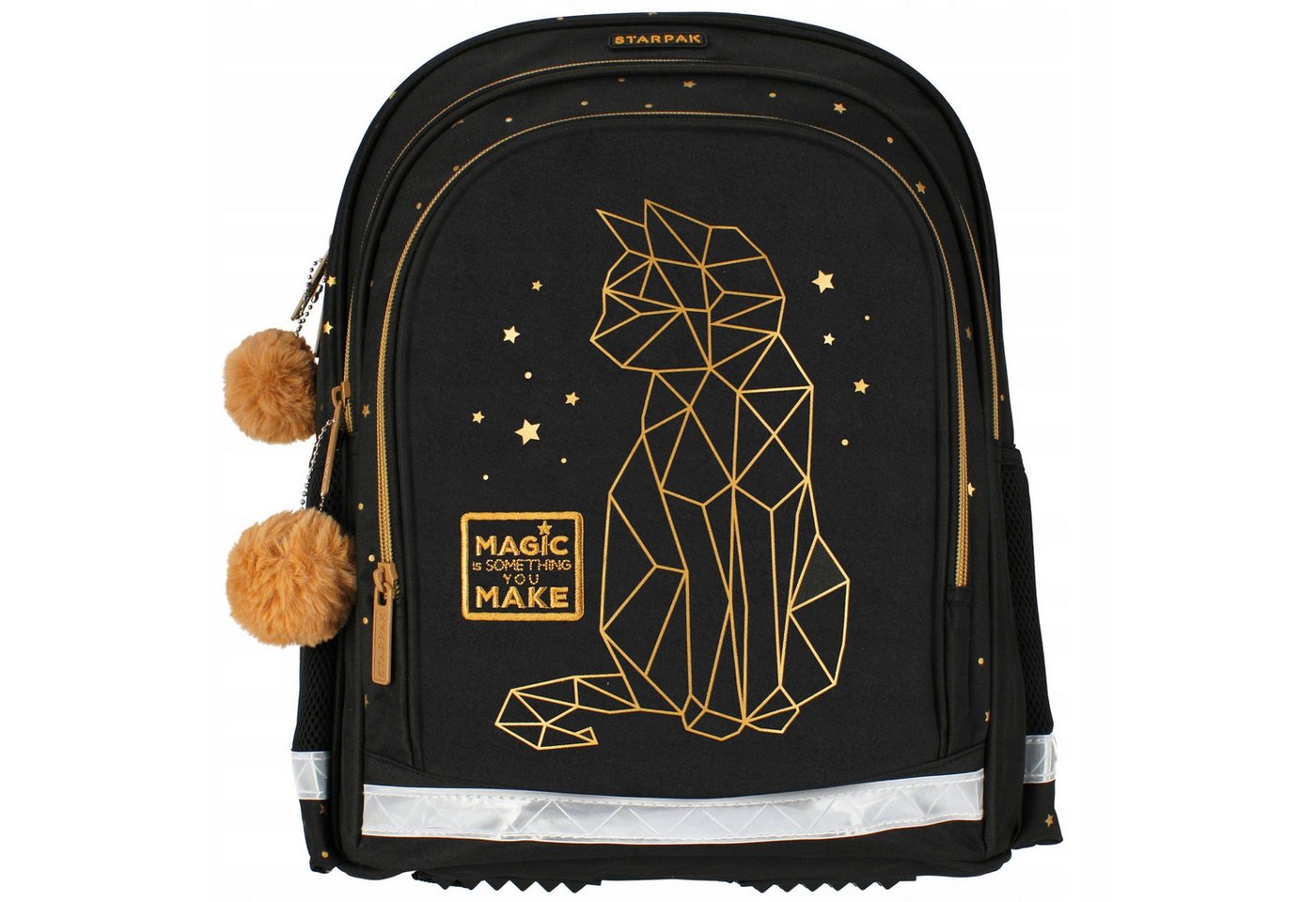 Starpak Schulrucksack Schulrucksack für Mädchen, schwarz-gold, ergonomisch, wasserfest. Bild 3